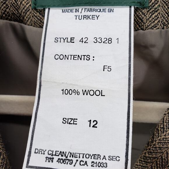 Harve Benard Women's Brown Wool Herringbone 2 Piece Top & Skirt Set Size 12 - Picture 5 of 12